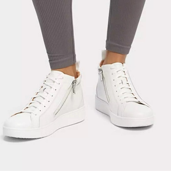 FIT FLOP - RALLY Leather High-Top Sneakers - LIKE NEW - Picture 1 of 13